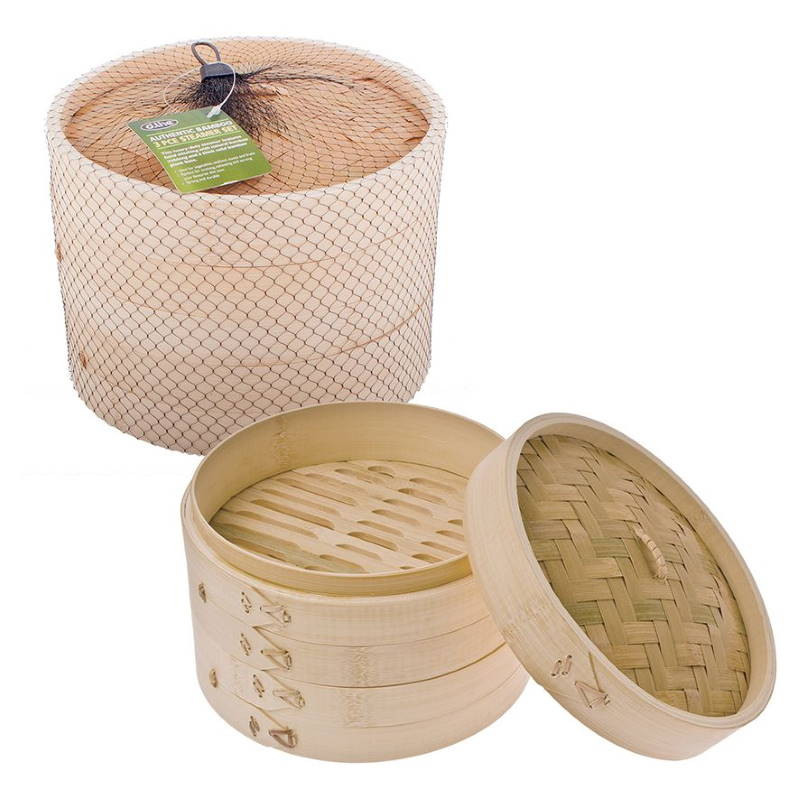 Authentic Bamboo 3 Piece Steamer Set
