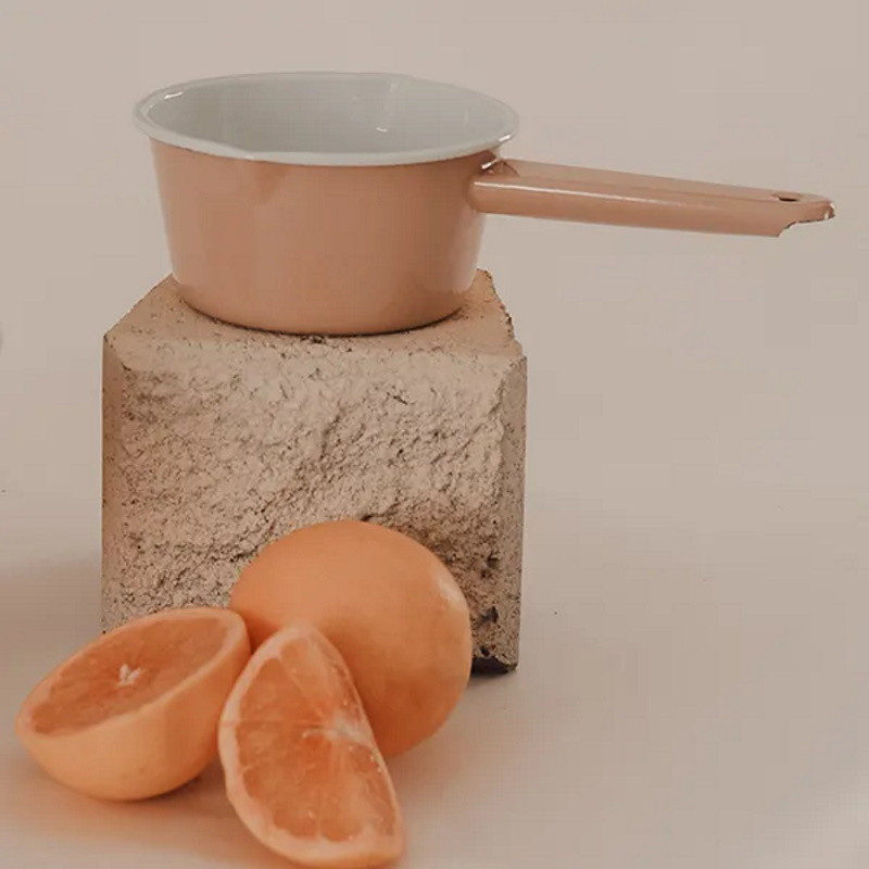 Dishy Enamel Milk Pan Clay Pink