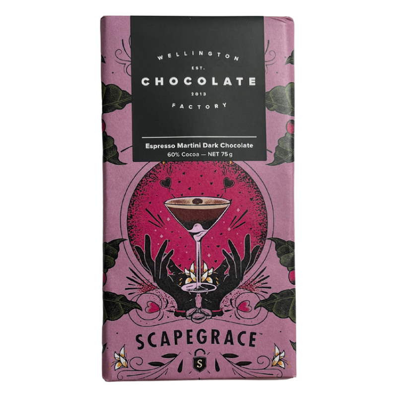 Wellington Chocolate Factory & Scapegrace Espresso Martini Dark Chocolate Bar