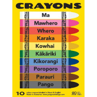 Coloured Crayons in Te Reo Maori & English