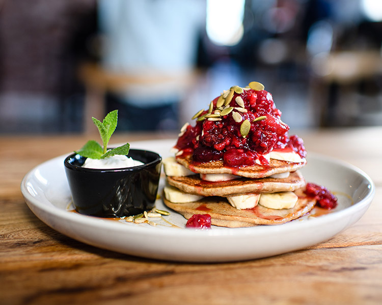 The Botanist's Buckwheat Pancakes with Berry Compote & Banana