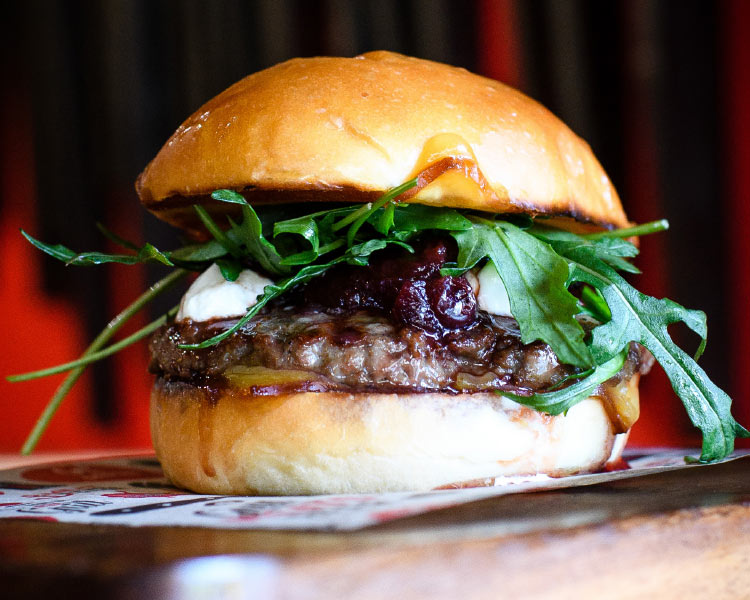 Grill Meats Beer Venison Burger with Smoked Ricotta & Tamarillo Chutney