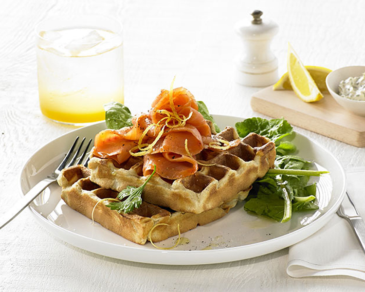 Smoked Salmon, Dill and Caper Cream Waffle