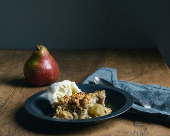 Feijoa and Pear Crumble by Sarah Tuck