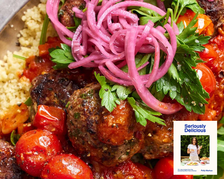 Miss Polly's Tasty lamb meatballs with harissa tomatoes