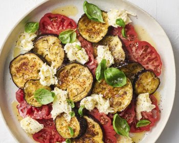 Luscious Tomatoes, Baked Eggplant and Mozzarella Salad Recipe by Claire Aldous